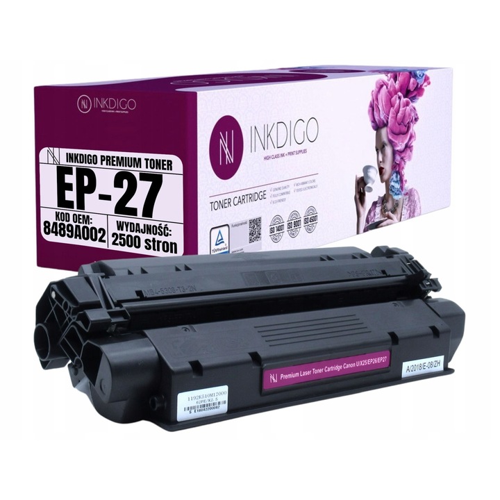 Тонeр INKDIGO за принтери CANON, модел EP27, черен, капацитет 2500 страници A4, тип Premium XL