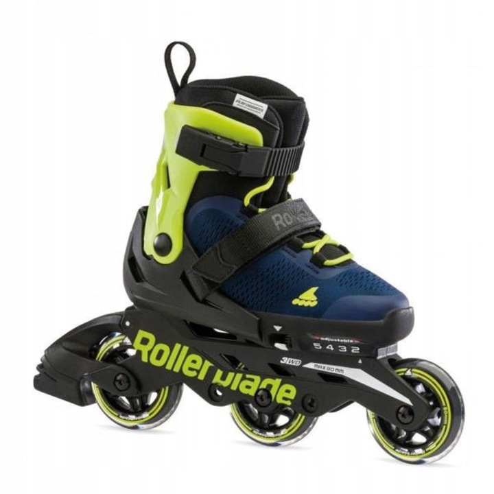 Rolki Rollerblade Microblade 3WD, 23-26, albastru royal/lime, reglabile, 3x80mm
