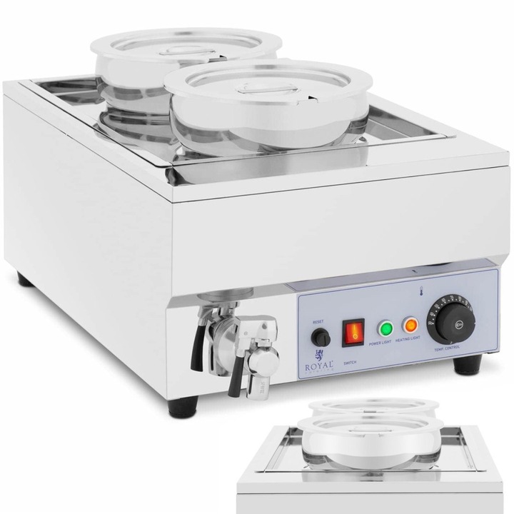 Bemar elektromos melegítőállomás leveshez, csokoládé fondühöz, 1500 W, 2 x 7 l
