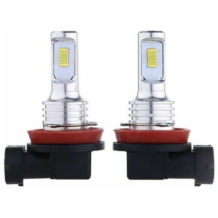 Set de 2 becuri LED alb 35W 4000LM 6000K H11 H8 H9 H16 pentru lumini de ceata