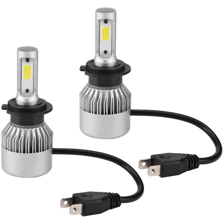 Becuri auto H7 36W 8000LM, iluminare 6000K, rezistent la apa, set
