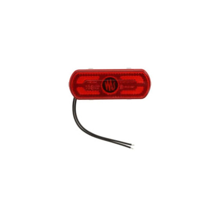 Lampa gabarit WAS ovală LED roșie 53x134x25mm, lungime cablu 240mm