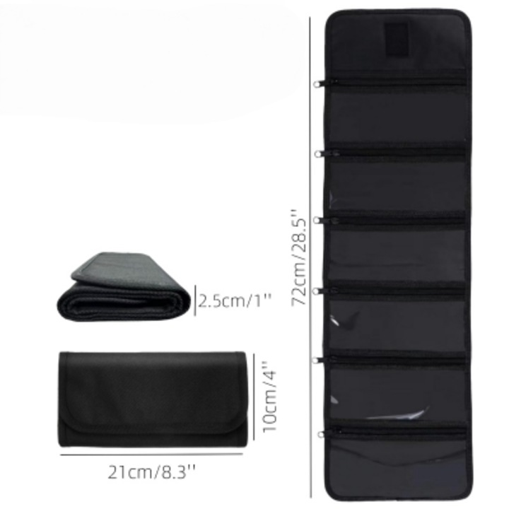 Навиващ се портфейл с 6 прозрачни отделения, черен, 21.5x11.5x2.5 см