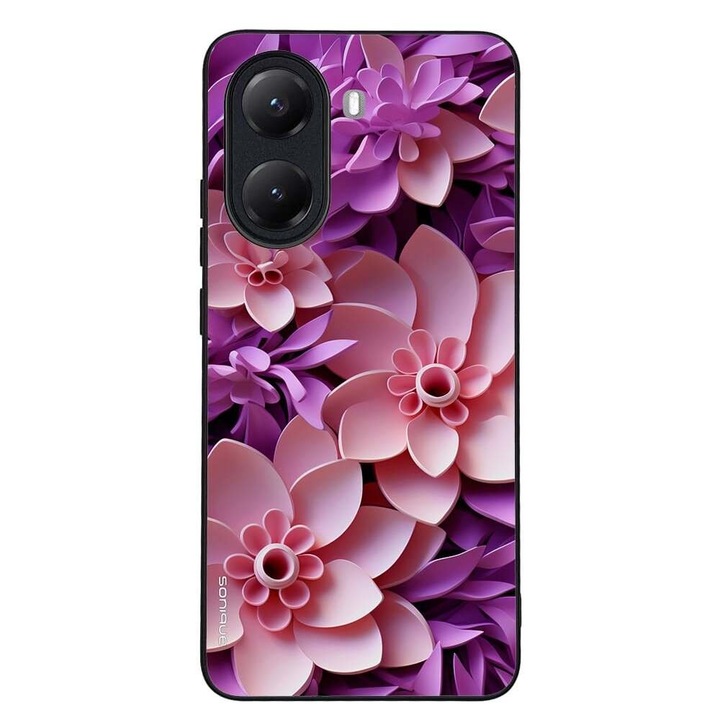 Husa telefon Sonique 3D Flower Series, roz, pentru Xiaomi Poco X7 Pro 5G, silicon, antisoc