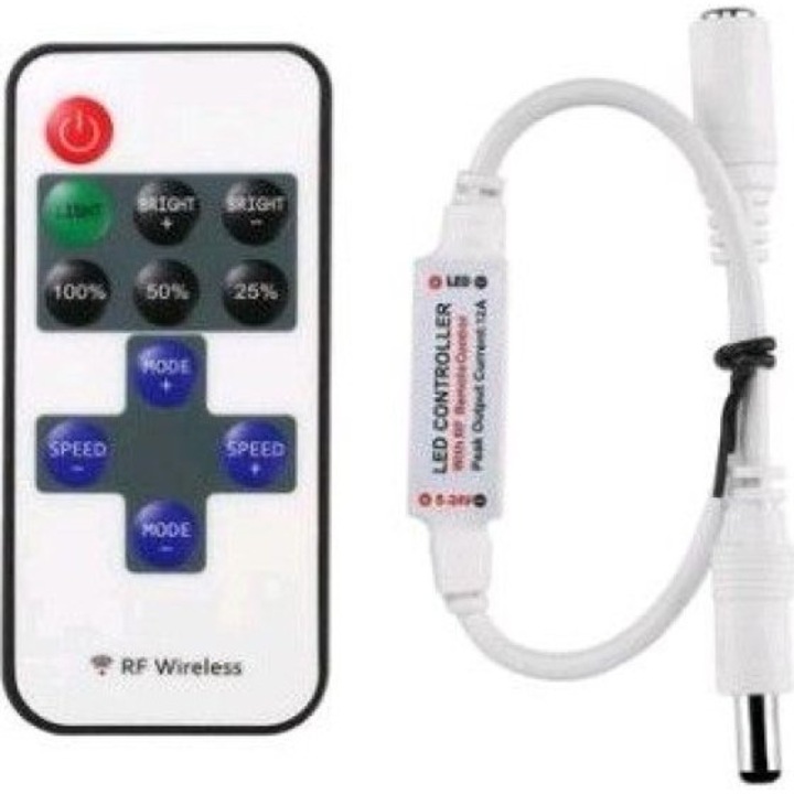Telecomanda LED ATC Mini RF, 1 canal, 6A, 5-24V, dimmer smooth, monochroma