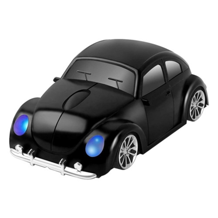 Mouse wireless 2.4Ghz, forma de masina sport 3D, optic ergonomic, 1600Dpi, negru