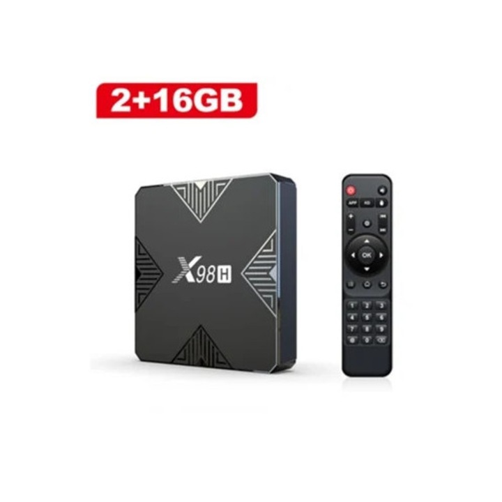 Smart TV Box X98h, Android 12, 4K, Bluetooth 5.0, 2+16GB, szett
