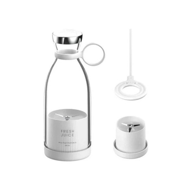 Blender electric portabil mini, 350ml, 1200mAh, USB reincarcabil, roz