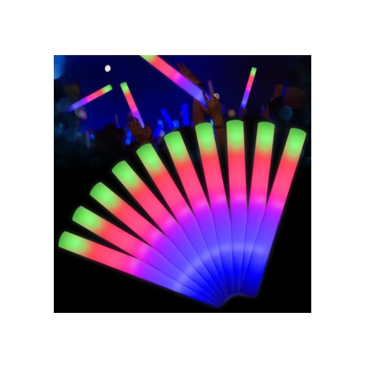 Bastoane luminoase pentru petrecere LED schimbare culoare cu intrerupator, moale, sigur