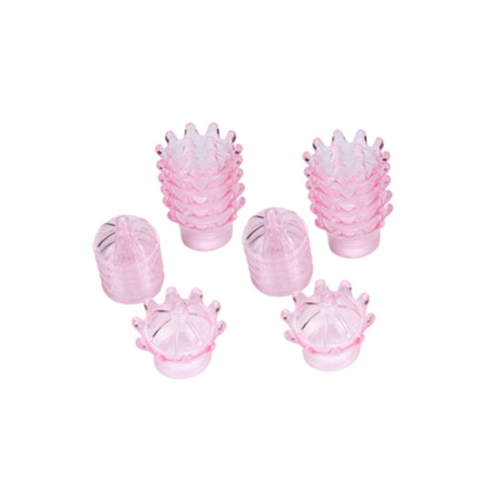 Set 12 pungi plastic transparente coroana roz 12x18cm