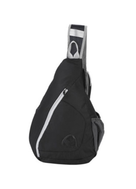 Unisex sporttáska, nylon, lezser, fekete, 1 vállpántos