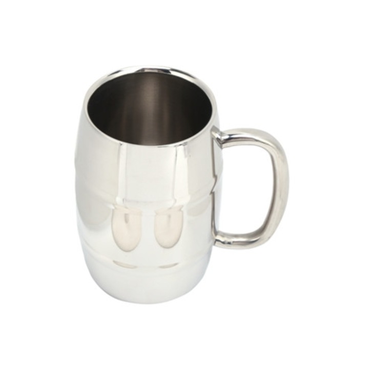 Cana termos din otel inoxidabil, cu maner, izolatie dubla, pai, 450ml