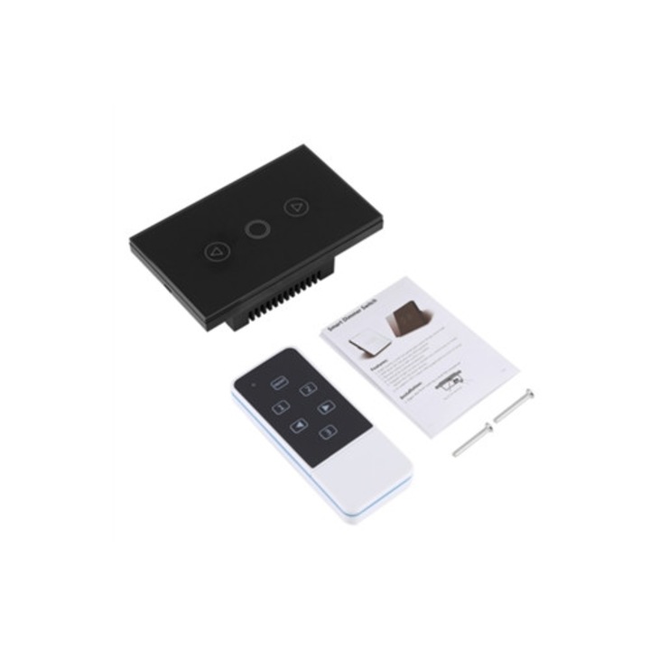 Intrerupator LED cu touch screen, panou din sticla neagra, telecomanda RF