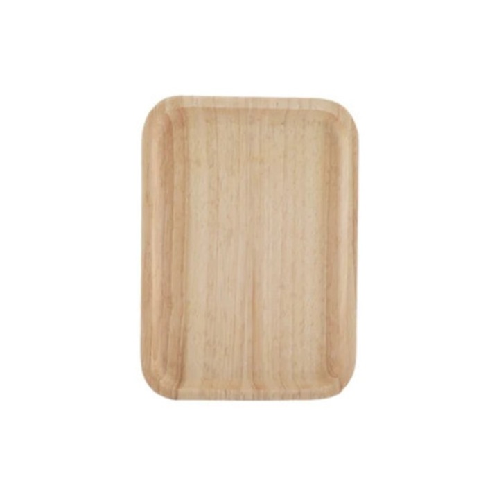 Tava servire din lemn masiv, 25x18cm, pentru ceai, cafea, sushi si gustari, eleganta pentru acasa si restaurant