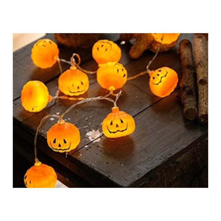 Lampa de Halloween cu fantoma si dovleac LED cu sir, decor petrecere