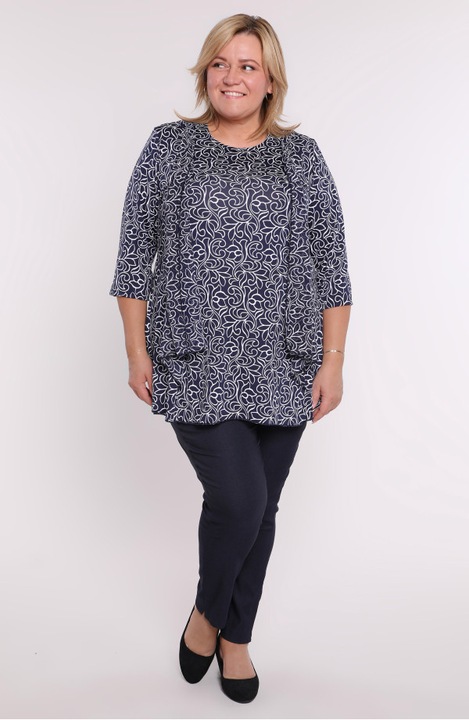 Tunica bleumarin cu model alb