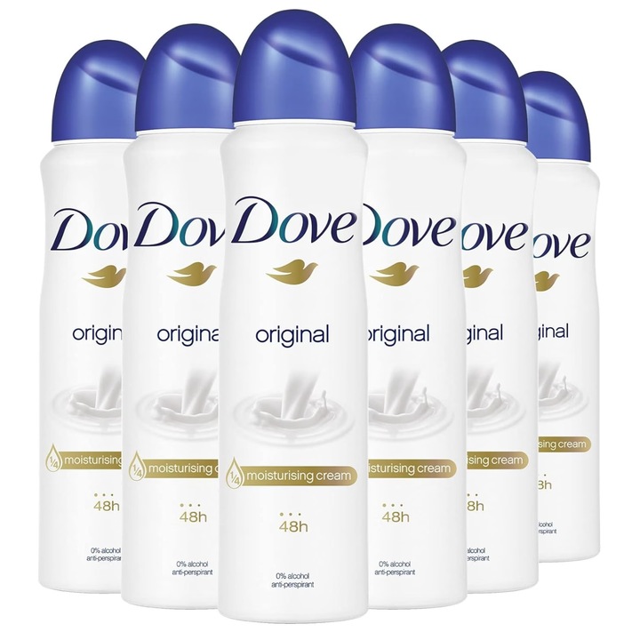 Комплект 6 x Дезодорант спрей против изпотяване Dove Original, 150 мл