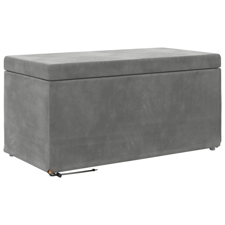 Taburet vidaXL, Gri inchis 81 x 41 x 40 cm Catifea si lemn stratificat
