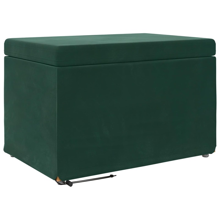 Taburet vidaXL, Verde inchis Catifea si lemn stratificat