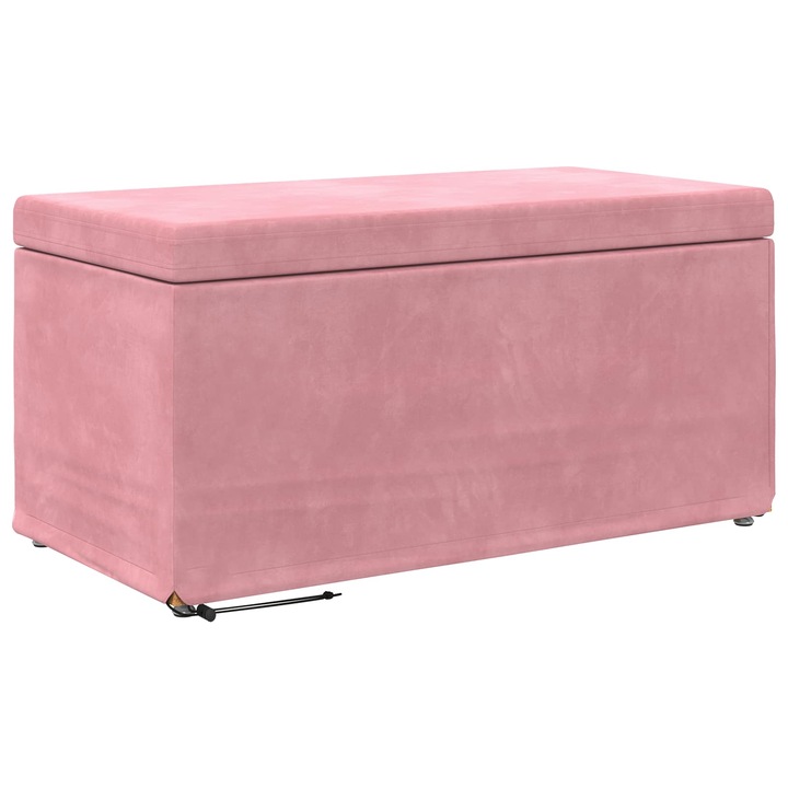 Taburet vidaXL, Roz 81 x 41 x 40 cm Catifea si lemn stratificat