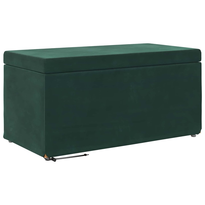 Taburet vidaXL, Verde inchis Catifea si lemn stratificat