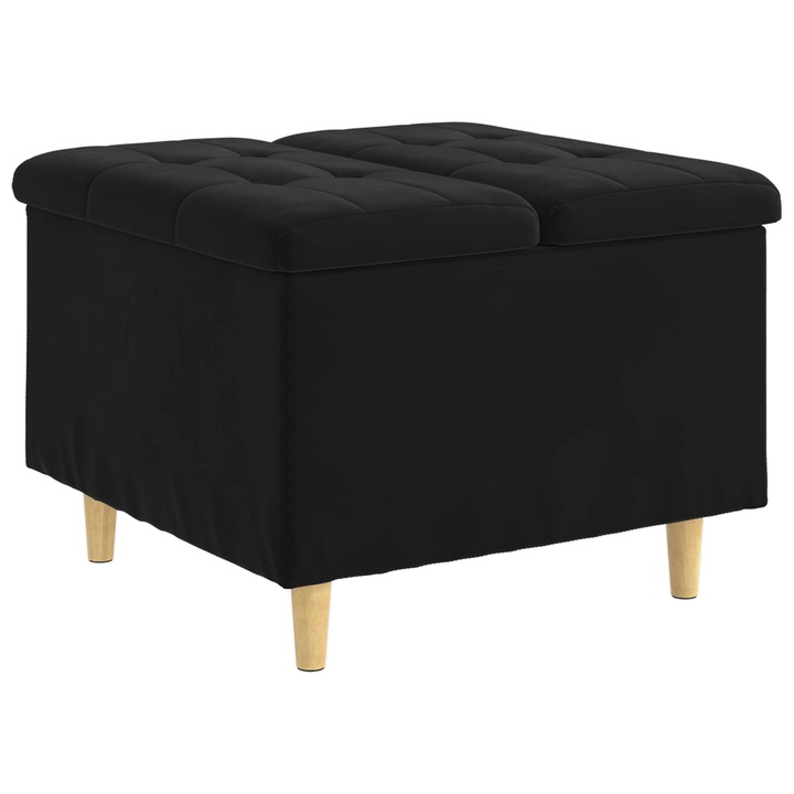 vidaXL Tároló oszmán párnával Fekete 60 x 60 x 45 cm Bársony 876829