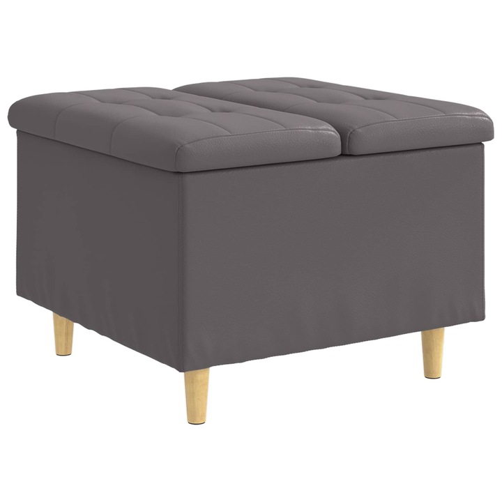 vidaXL Tároló oszmán párnával Szürke 60 x 60 x 45 cm Műbőr 876830