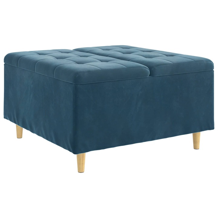 vidaXL Tároló oszmán párnával Kék 80 x 80 x 45 cm Bársony 876839