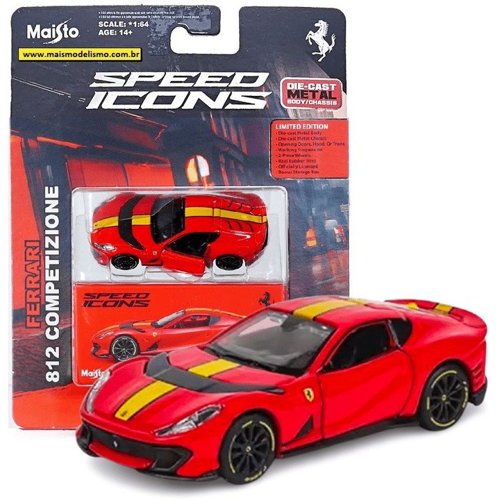 Mașinuță metalică Ferrari 812 Competizione, colectia Speed Icons, 1:64, metal, 14+