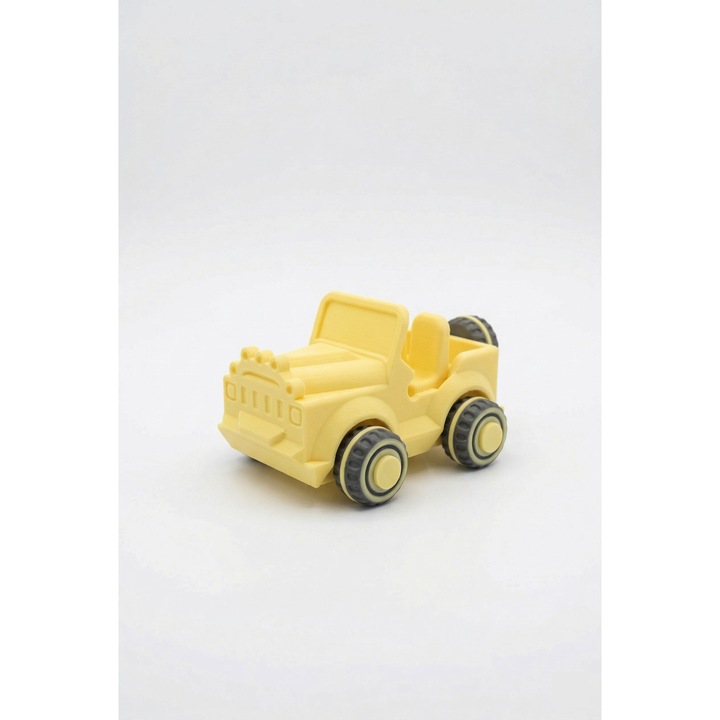 Jeep 4x4 Kabrió Végtelen Réteg, vajsárga/matt szürke, 16x11x8.5 cm, gyűjtői játék pótkerékkel