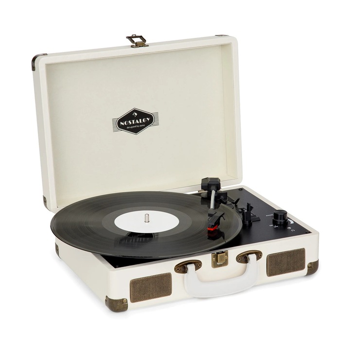 Gramofon retro Auna Nostalgy by Peggy Sue, USB, aspect crem / alamă, dimensiuni 35, 5x11, 5x27, 5cm