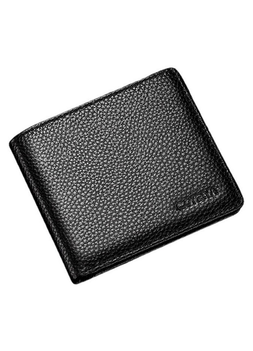 OLOEY® Férfi Pénztárca Valódi Bőr Fekete Slim Vízszintes RFID