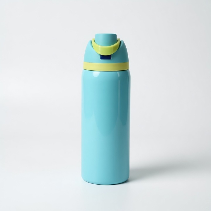 Sticla Termica Inox 900ml, OLOEY®, Capac Flip One-Touch cu Sorb si Maner Anti-alunecare, Pastreaza Cald 24 Ore, Albastru