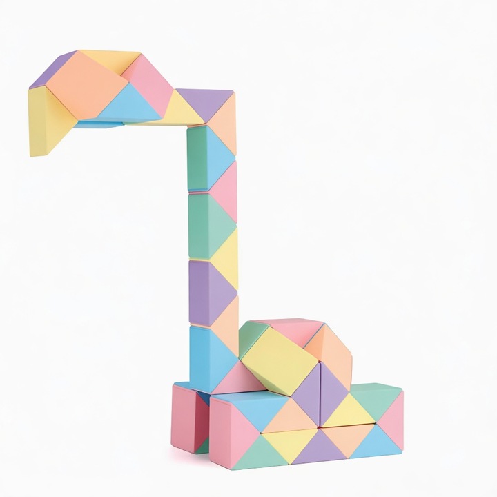Joc Smart Games, Set 60 Piese Cub Magic Star, OLOEY®, Jucarie Educativa 3D Creative, Stiluri in continua schimbare, Dezvolta Imaginatia si Creativitatea，Culori macaroane