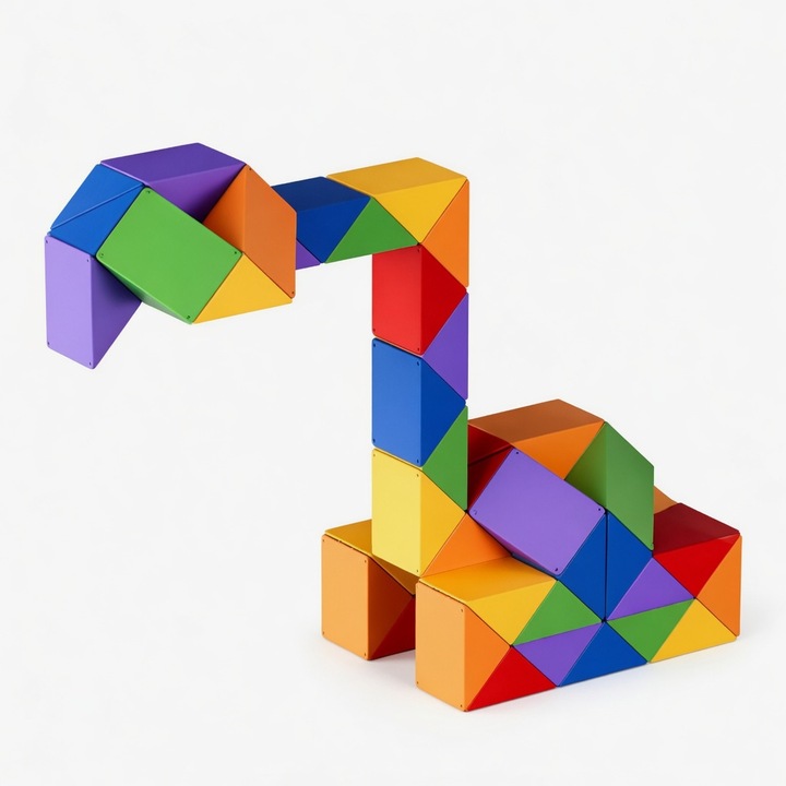 Joc Smart Games, Set 60 Piese Cub Magic Star, OLOEY®, Jucarie Educativa 3D Creative, Stiluri in continua schimbare, Dezvolta Imaginatia si Creativitatea，Culorile curcubeului