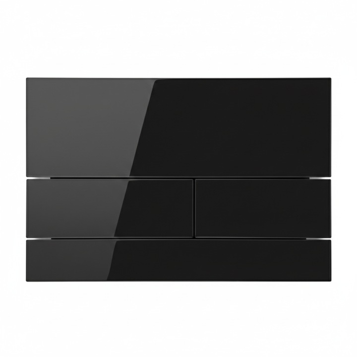 Buton rezervor WC, Balneo, 238x155mm, Negru, NUI BLACK, Sticla securizata, Spalare dubla 3/6l, Suprafata neteda, Mecanism silentios, Stil modern