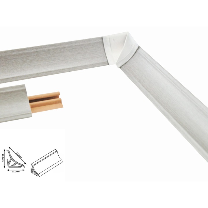 PVC konyhai szegélyléc 1,5m, tytan, 23x23x32mm, tartozékkészlet kapható