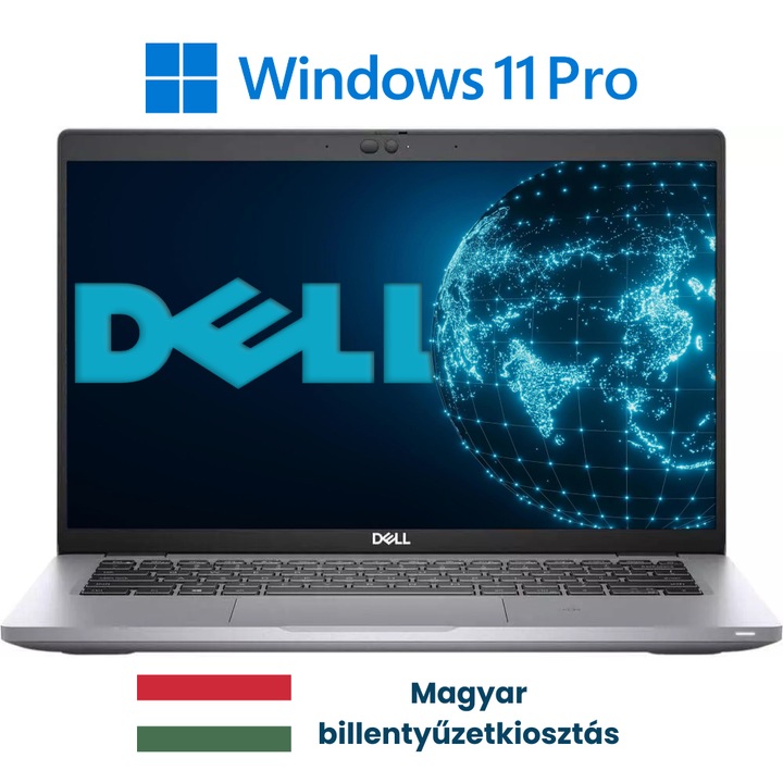 Dell Latitude Laptop, Intel Core i5 1145G7, 32GB DDR4 Memória, 512GB SSD, 14" FullHD kijelző, Szürke, Magyar billentyűzet, Böngésző, Vírusirtó, Windows 11 Pro