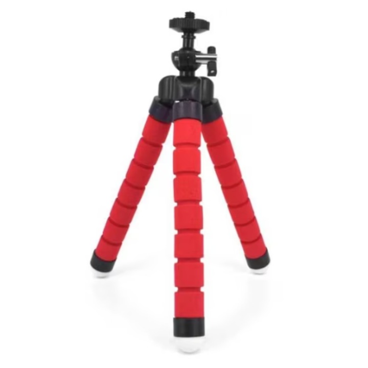 Mini Trepied Flexibil 12 cm pentru Camere Foto/Video Rosu