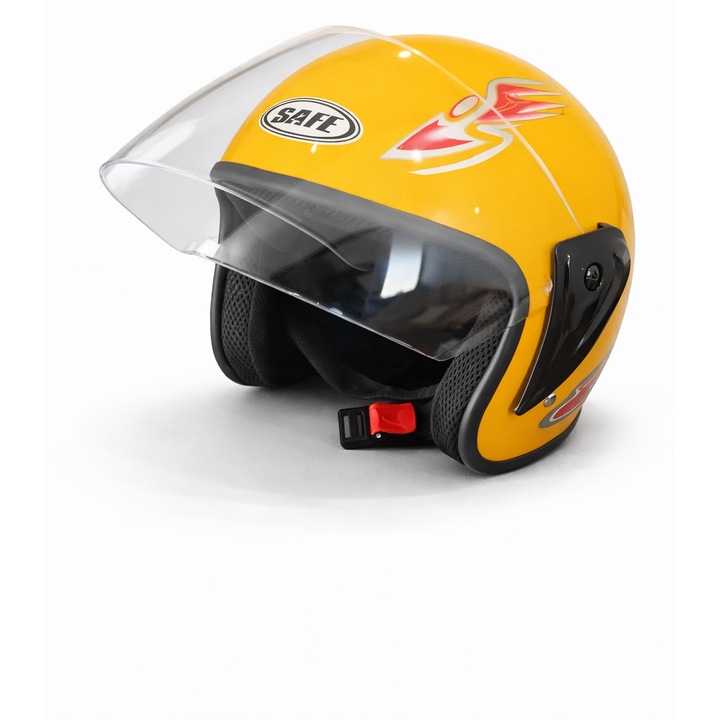 Casca cu viziera pentru motor, scuter, ATV - marime M/L, galben metalizat