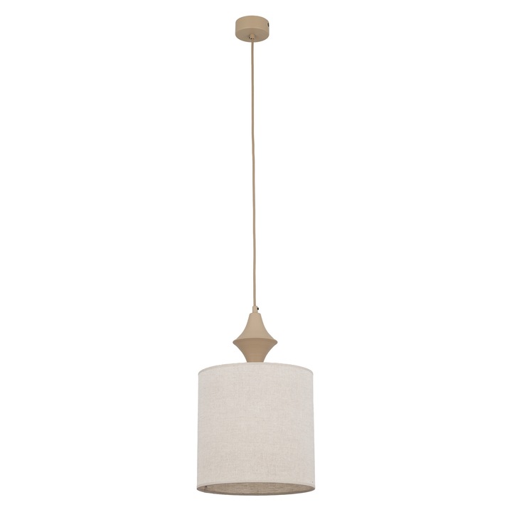 Висяща лампа TK-Lighting Amura, бежова, ленен абажур, 1xE27
