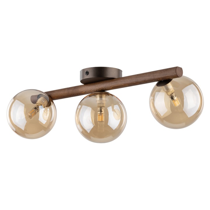 Плафониера TK-Lighting Estera Wood, бял, дърво, 3xE27