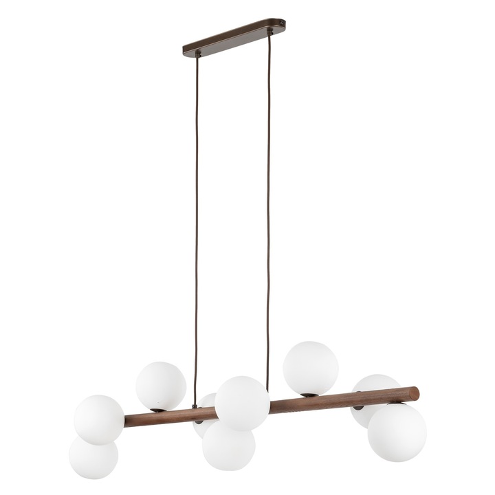 Висяща лампа TK-Lighting Estera Wood, дърво, бяла, 9x глобуса
