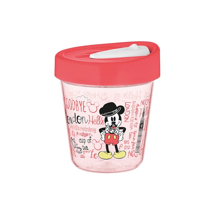 Disney London utazóbögre, fedővel, 350 ml, piros