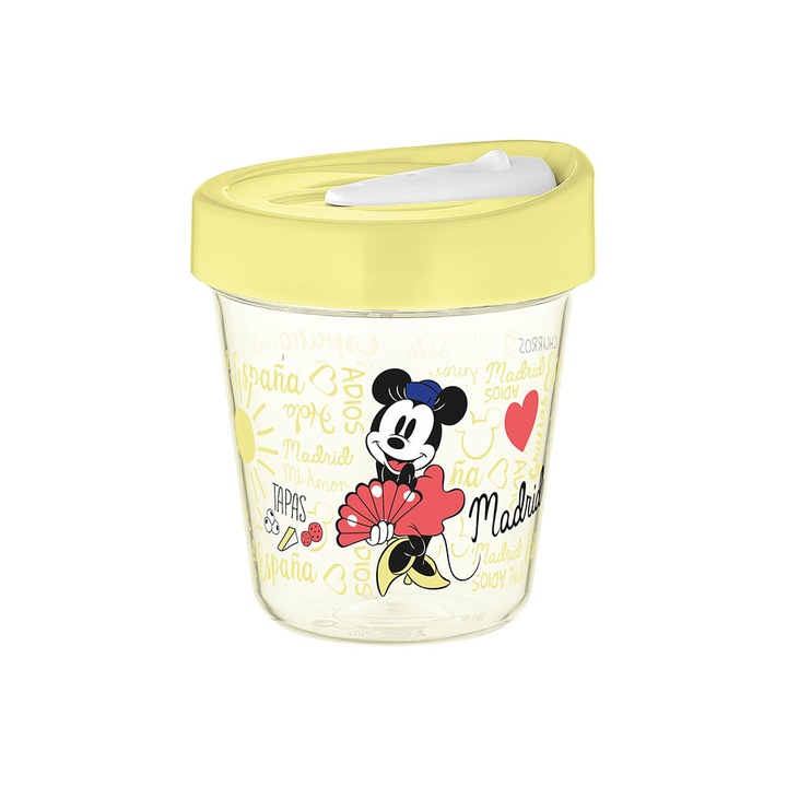 Disney Madrid utazóbögre, fedővel, 350 ml, sárga