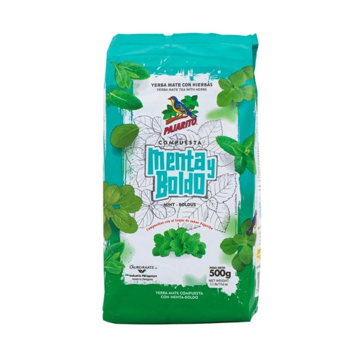 Yerba Mate Tea, Pajarito, Menta Y Boldo 0, 5 kg, Menta, Gyógynövények, Energia, Emésztés, Természetes, Ajándék