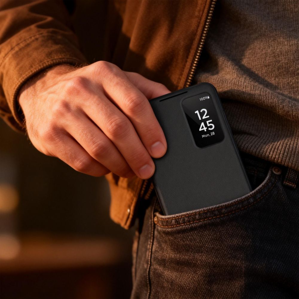 Husă flip cover Tech-Protect Smart Wallet, negru, pentru carduri, compatibilă cu Samsung Galaxy A57 5G