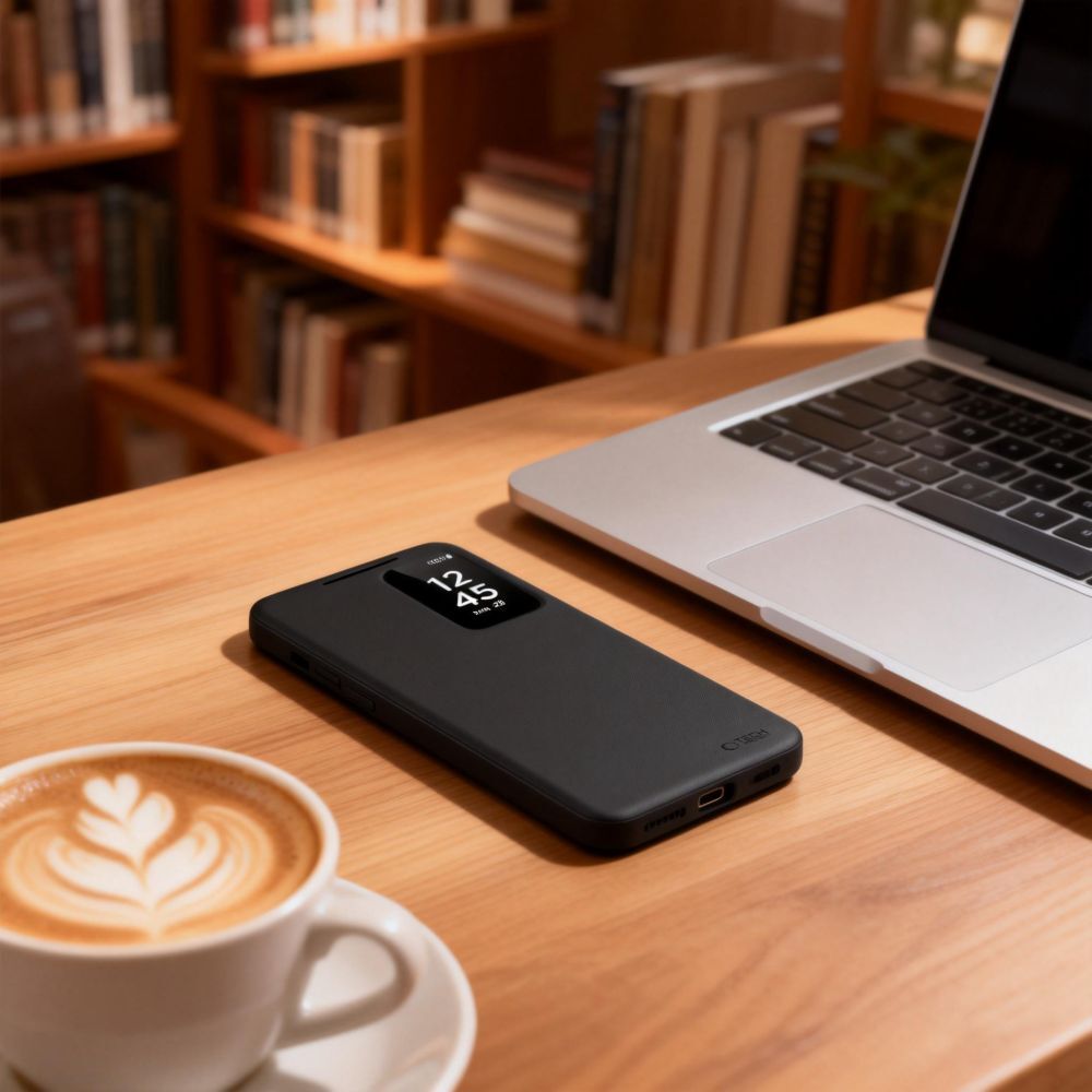 Husă flip cover Tech-Protect Smart Wallet, negru, pentru carduri, compatibilă cu Samsung Galaxy A57 5G