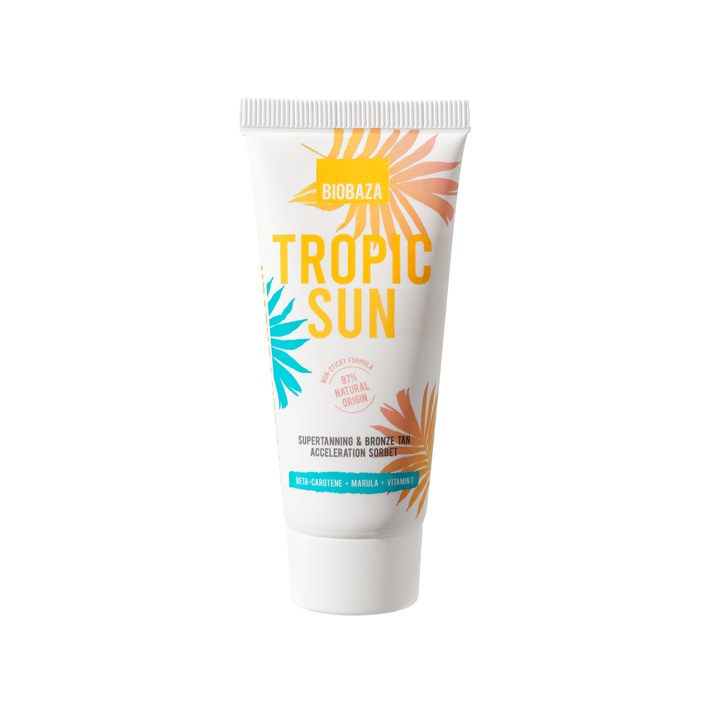 Cremă pentru bronzare Biobaza Tropic Sun, 30 ml, hidratantă, absorbție rapidă, aromă de mango și piersică