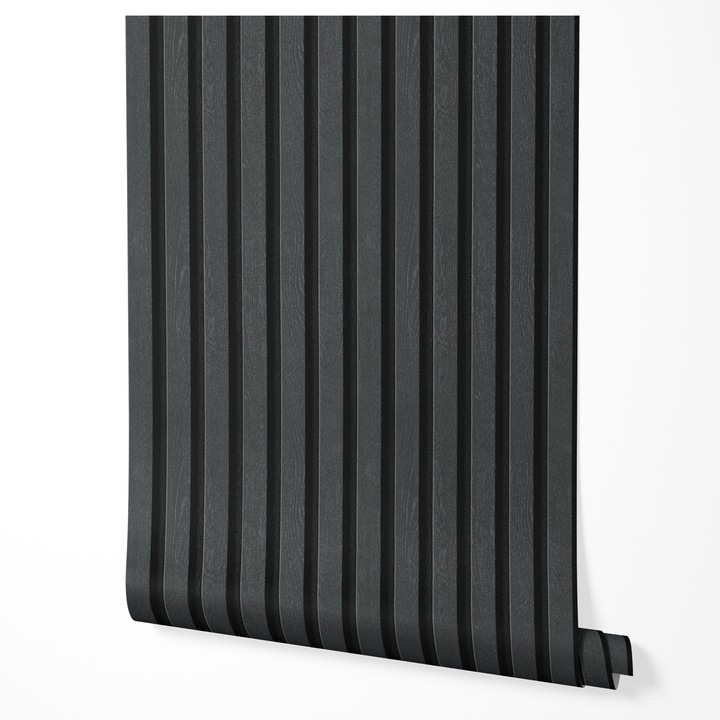 Öntapadós bútortapéta, fekete fa lamellák, nappaliba és előszobába, 10m x 0,5m